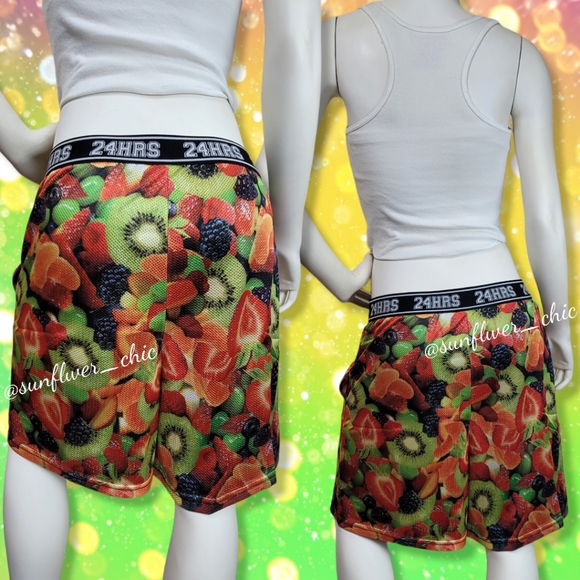 [NEW] 24hrs/Dolls Kill Unisex Fruit Basketball Shorts - Picture 7 of 9